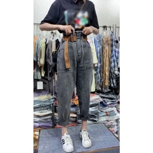 Women Jeans Pants Loose High Waist Vintage Denim Blue Pants Women 2020 Korean All-match Simple Full-length Jeans Plus Size