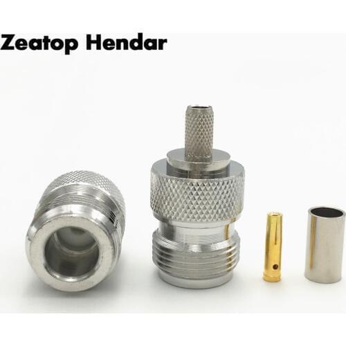 1Pcs Brass N Type Female Plug Solder Crimp for RG58 RG142 LMR195 RG400 RF Coaxial Cable Straight Connector