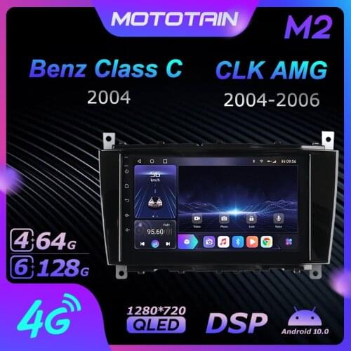1280*720 Android 10.0 Mototain Car Multimedia Auto Radio for Mercedes Benz Class C /CLK AMG 2004 - 2006 4G LTE Audio GPS Player
