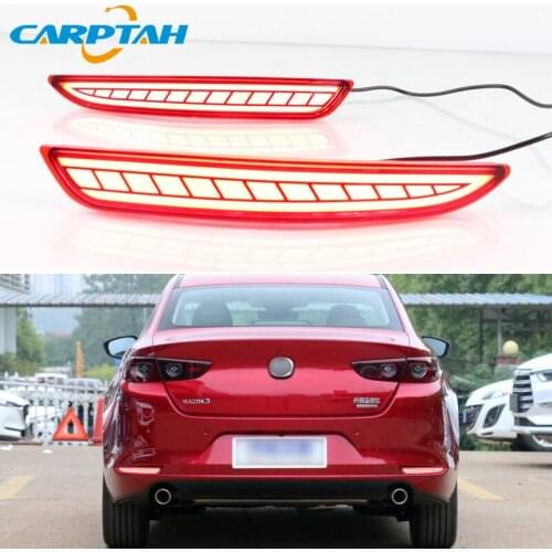 2PCS For Mazda 3 Mazda3 Axela 2019 2020 LED Rear Fog Lamp Car LED Bumper Light Brake Light Turn Signal Indicator Reflector