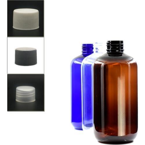 250ml 8oz empty Non-Dispensing boston round plastic bottle , clear pet bottle with white/black/transparent ribbed pp lid