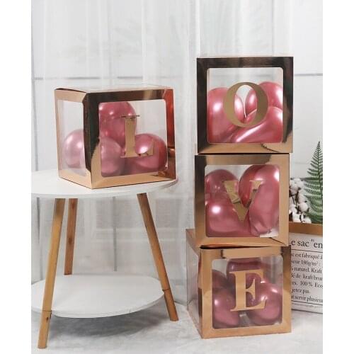 4Pcs Transparent Box Boy Girl Baby Shower Decoration First 1 Year Old Birthday Party Child Name Custom Letter Balloon Box