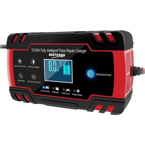 Car Battery Charger Pulse 12V 24V 8A 150Ah With LCD Display Battery Maintainer For Automovie Truck Motorcycle