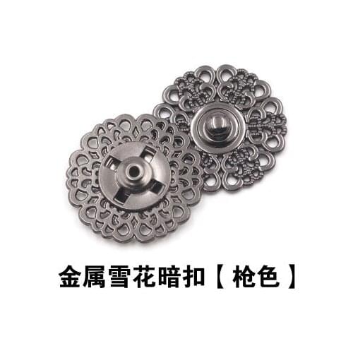 Free shipping 30pcs/lot Gun Metal snowflake hidden stealth high quality anti-walking clothes wool overcoat lady snap button