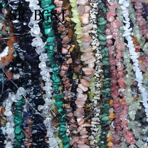 Free Shippning 5-8mm Wholesale Kinds of Gems Freeform Chips Beads Natural Stone Beads Long Strand 34"