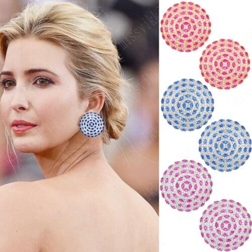 High Quality Big Round Stud Earring for Bridal Wedding Women Girl Charm Jewelry Stage Show Party Accessories Fashion Jewelry
