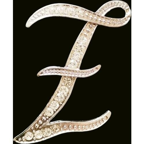 RSHCZY Letter Z Cute Brooch For Women Men Rhinestones Crystal Silver Color Metal Pins Jewelry Accessories Christmas Gift