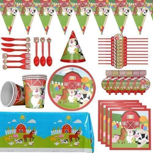 Baby First birthday anniversaire 1 an Farm party decor kid favor birthday decoration boy party Disposable tableware Collection