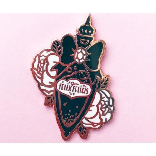 Lucky Potion Cute Bow Bottle Hard Enamel Pin Fantasy Magic FelixFelicis Brooch White Flowers Plant Metal Badges Accessories