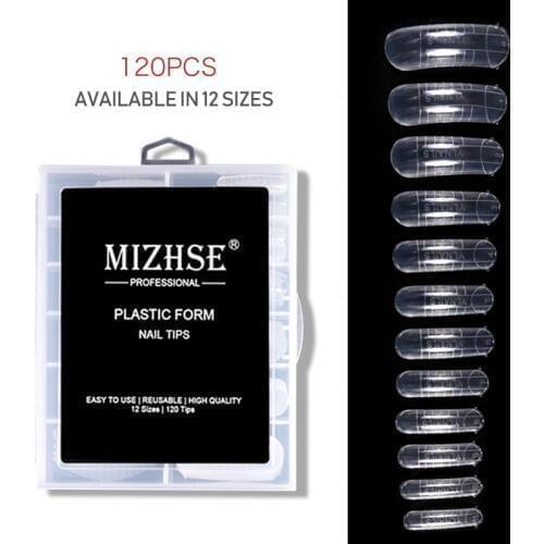 MIZHSE Finger Nail Extension Mold 120 Pcs 12 Size Clear Quick poly nail gelBuilder Tips Nail Art UV Builder UV poly nail gelTool