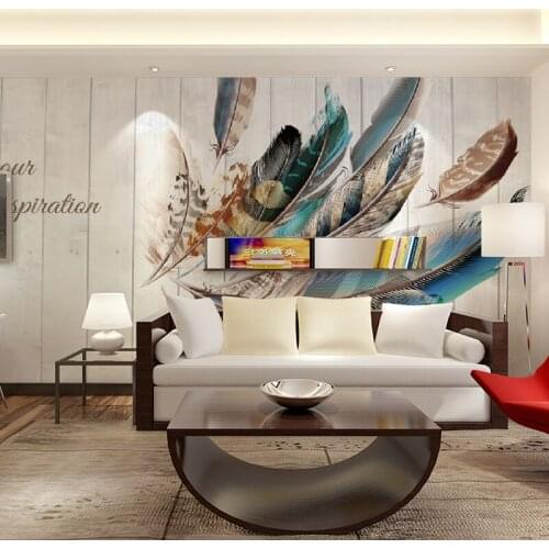 Beibehang custom Nordic Art Wallpaper TV Background Wall Creative Feather Wallpaper Living Room Abstract photo Mural wall paper