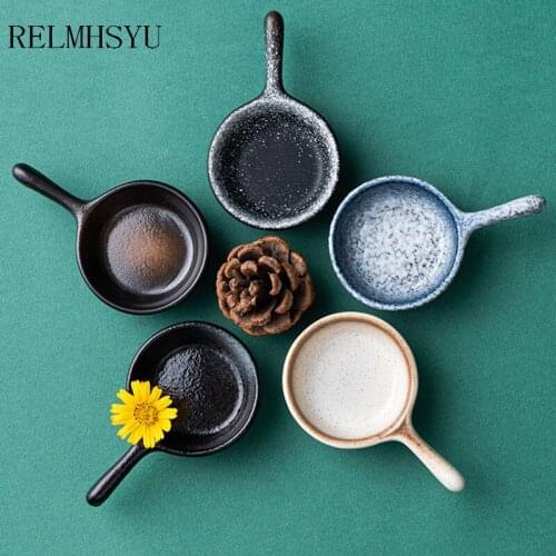 2PC RELMHSYU Japanese Style Flavor Dipping Vinegar Small Dish Seasoning Soy Sauce Dish Tableware
