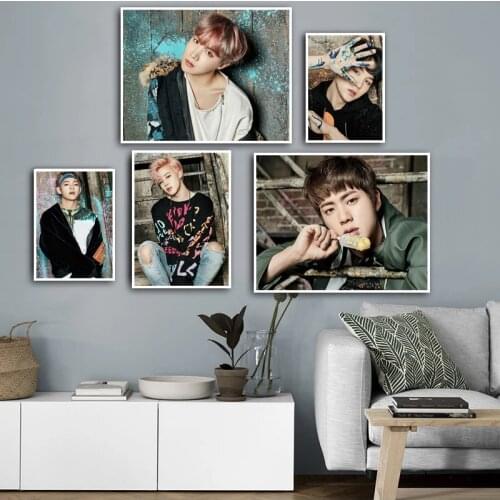 Korean Kpop Bangtan Boy Star Ldol Collection Art Poster Wall Painting Canvas Painting Living Room Home Decoration Painting