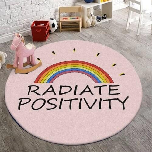 Cute Cartoon Pink Round carpets for living room bedroom Area Rugs Rainbow 3D printing Carpet Kids Room Play Mats Childrens gift