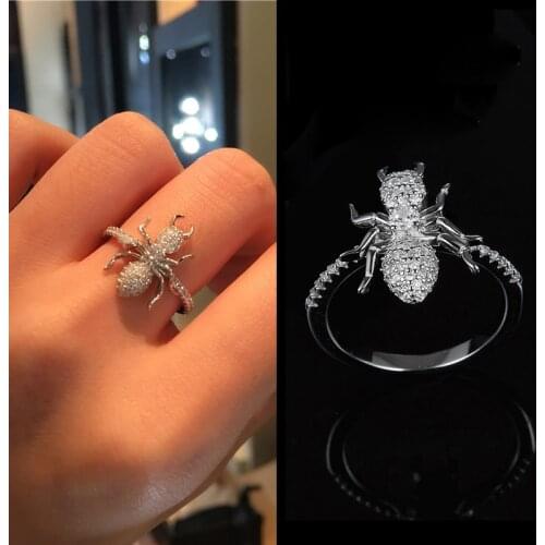 Top New Fashion Mosaic AAA Zircon Crystal Emmet Silver Rings For Women Finger Knuckle Jewelry