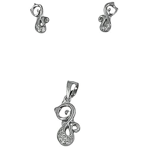Set earrings and pendant 925 silver with rhodium plated white zirconia brand OSNOR