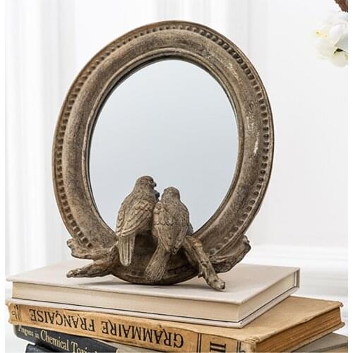 Desktop Makeup Mirror Resin Bedroom Household Decorative Handicraft Ornaments Table Mirrors зеркало косметическое Nordic Style