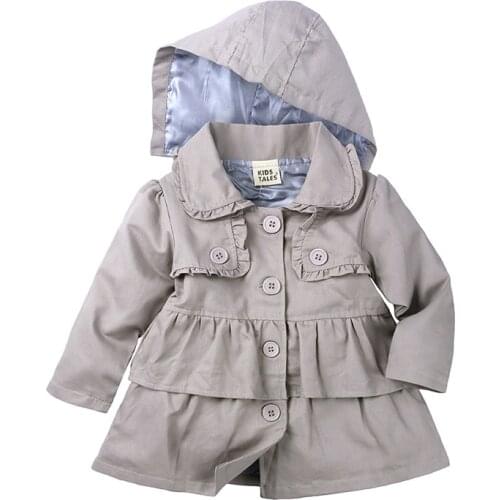 Toddler Kid Jacket Baby Girl Solid Long Sleeve Jacket Spring And Autumn Single-breasted Jacket Childrens Clothing Hooded Jacket