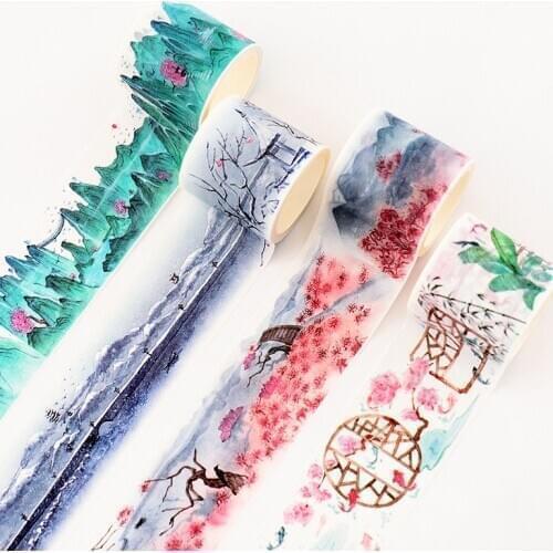 Original Ancient Style Washi Tape Scrapbook Masking Tape Retro Chinese Style Poetic Flavour Decorative Tape School Office Supply