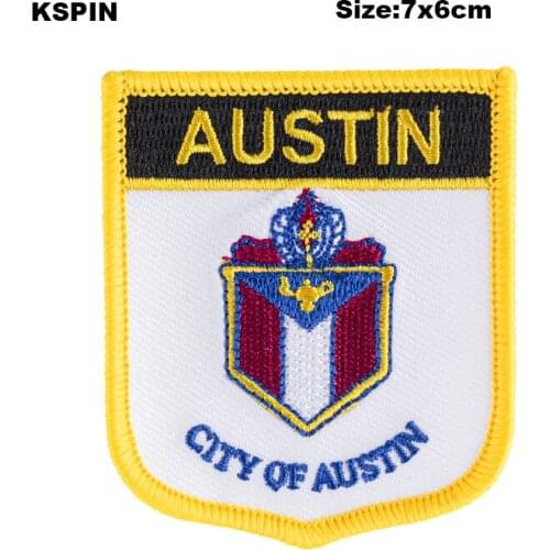 Austin Shield Shape Flag patches embroidered flag patches national flag patches for Cothing DIY Decoration