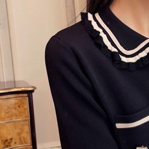 2021 Early Autumn Womens Dress Womens Single-breasted Little Black Mini Dress