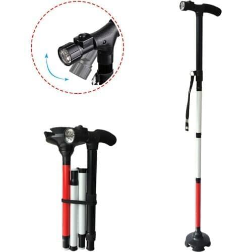 Adjustable Folding Walking Cane for the Blind, 88cm - 98cm,Walking Stick with LED Light,Folds Down 4 Sections