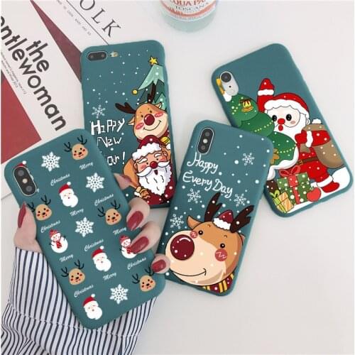 Christmas Cartoon Phone Case For iPhone XR XS Max X 11 12 Pro Max 8 7 6 6S Plus 5S SE 2020 Cover Silicone New Year Funda Bumper