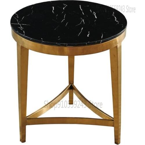 Light Luxury Small Round Table Nordic Stainless Steel Corner Table Titanium Leisure Table Living Room Sofa Side Table Coffee Tab