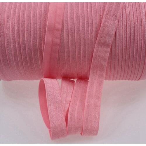 T.R. RIBBON # 210 Coral Rose 5/8" inch solid FOE Fold Over Elastic for hair ties accessaries 50yards and 100yards/lot