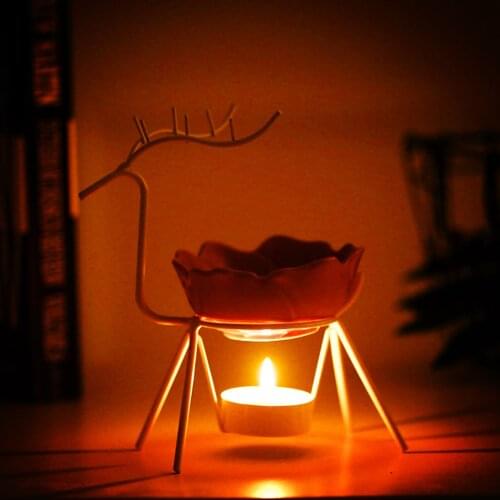 Creative Stainless Steel Deer Oil Burner Reindeer Tea Light Candle Holder and Wax Warmer Aromatherapy Essential Oil Burner