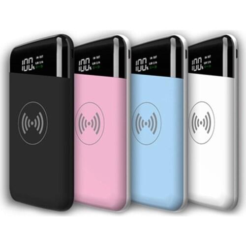 10000mAh Wireless Charger Power Bank w/ 2 Inputs & 3 Outputs LED Screen Display