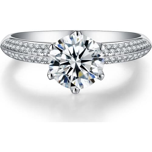 VVS D color 18K gold Au750 round 0.5 carat moissanite luxury full diamond female ring