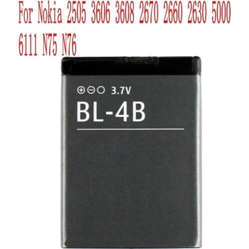 High Quality 700mAh BL-4B Battery For Nokia 2505 3606 3608 2670 2660 2630 5000 6111 N75 N76 Cell Phone