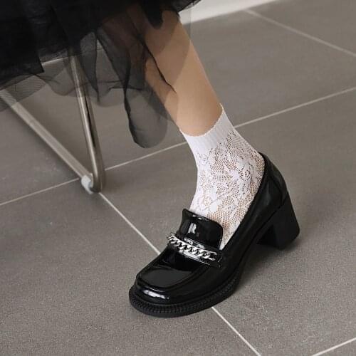 Spring Shoes Woman British Style 2021 New Thick-Soled College Style Casual Loafers Patent Leather Fashion Shoes Girls