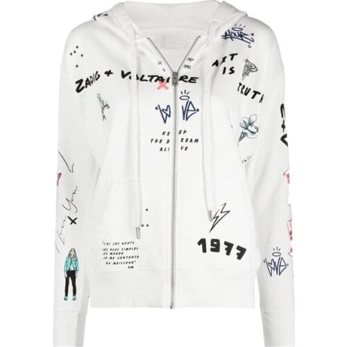 2021 Winter High Quality Women Zippers Overcoat Letter Print Loose Ladies White Coat Fashion Casual Elegant Female Jacket T262