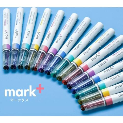 1pc Japanese Kokuyo Mark+ Two-color Highlighter Two Tone Color Marker Creative Stationery Office School Supplies
