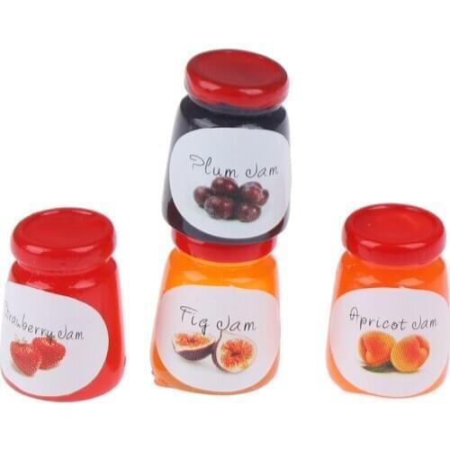 4Pcs 1:12 Kitchen Doll House Accessories 4 Bottles Jams DIY Dollhouse Food toy Doll House Miniatures