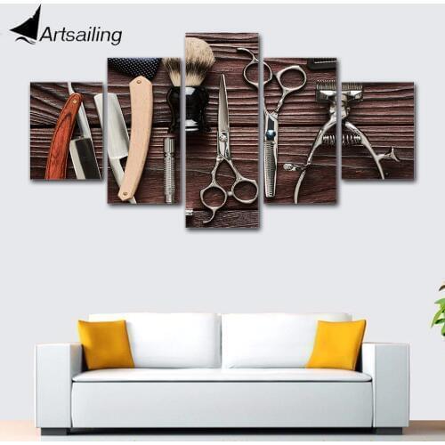5 Panels Hair dressing Salon pictures posters painting on Canvas Print ModularHD Prints Paintings