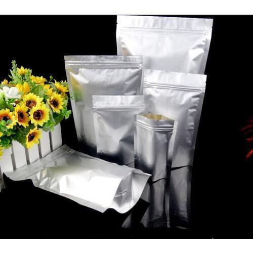 5Pcs Aluminum Foil Bag Silver Zip Lock Bags Small Stand Up Bag For Candy/Coffee Snacks Packaging Bag Ziplock Pouch