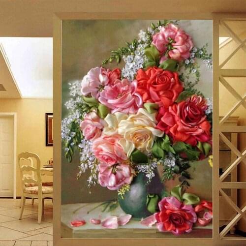 5D Diy diamond Painting flowers Full Cross Stitch Kits diamond embroidery mosaic diamonds wall sticker wedding decorationZP-2253