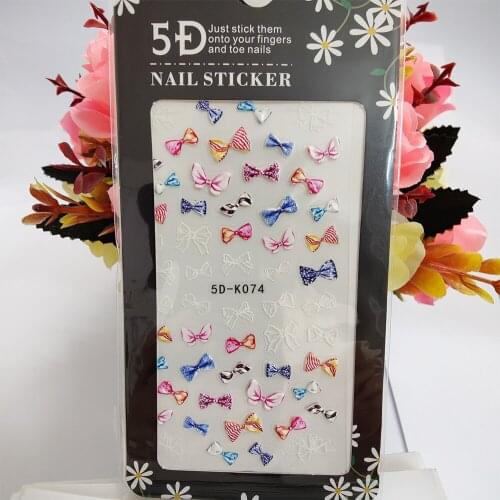 5D Nail Sticker Anaglyph Effect Solid Bow Knot Colorful Butterfly Nail Art Decoration Self Adhesive Fashion Manicure Accessories