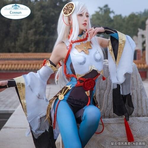 Anime! Genshin Impact Shenhe Game Suit Lovely Kimono Uniform Cosplay Costume Halloween Carnival Party Outfit For Women 2021 NEW