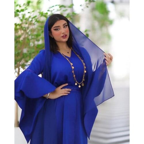 Middle East Abaya Zhai Festival Ruffle Sleeve Bead Tube Lace Dress Muslim plus Size Muslim Women
