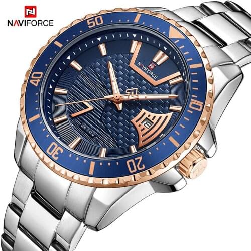 2021NAVIFORCE Top Brand Men Watches Quartz Luxury Stainless Steel Strap Casual Fashion Waterproof Calendar Male Clock WristWatch