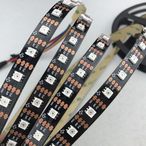 BLACK PCB DC5V APA107 addressable led pixel strip;60leds/m with 60pixels/m;non-waterproof;4m a roll