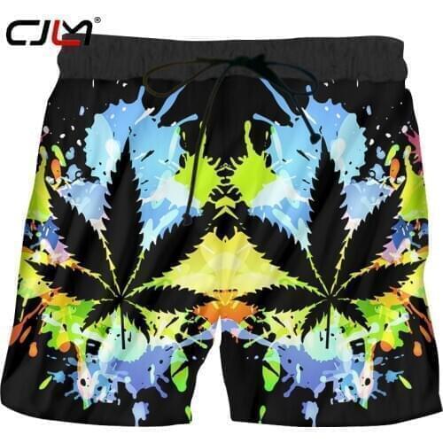 CJLM New Summer Beach Shorts Mens Colorful leaves 3D Printed Boardshorts Custom Pattern Trousers Quick Dry Plus Size Oversized