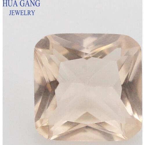 Champagne Color Square Octangle Shape Princess Cut Loose Glass Beads Synthetic Gems For Jewelry Size 3x3~10x10mm