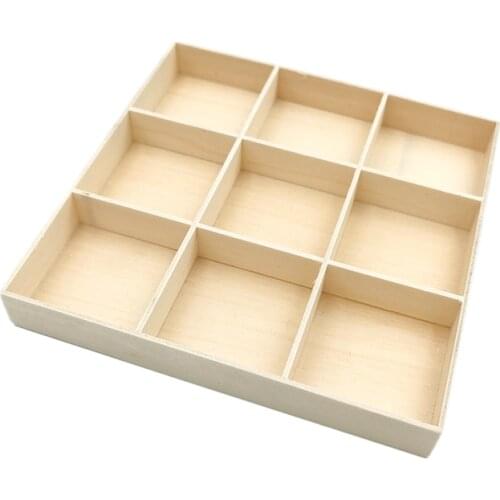 Nine Grid Wooden Box Storage Organizer Craft Box Make Your Own Gift Box, Jewelry Box