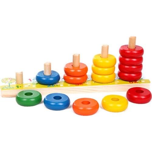 Baby Wooden Stacking Colorful Rings Sorting Toy Baby Kids Preschool Wooden Toys Educational Toys Gifts for Kids