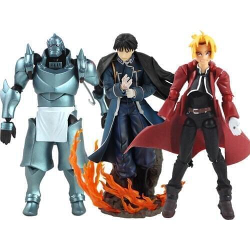 14-21cm Fullmetal Alchemist Edward Elric Roy Mustang Alphones Elric PVC Action Figure Anime Model Toys